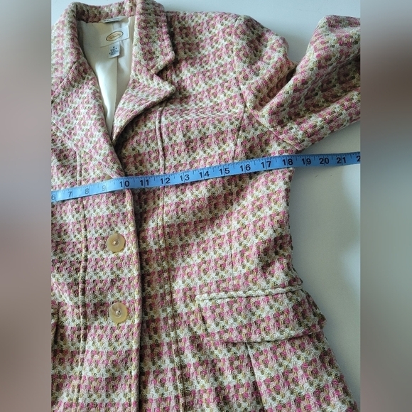 Talbots Wool Blend Tweed Blazer Italian Fabric Size 8 Pink - Picture 10 of 13
